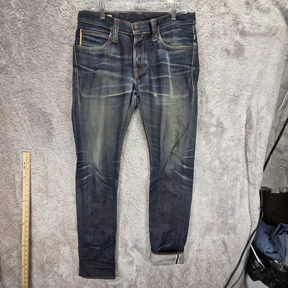 Big John Jeans Mens Blue Selvedge Made in Japan Honeycomb Whiskers Fits 34x36